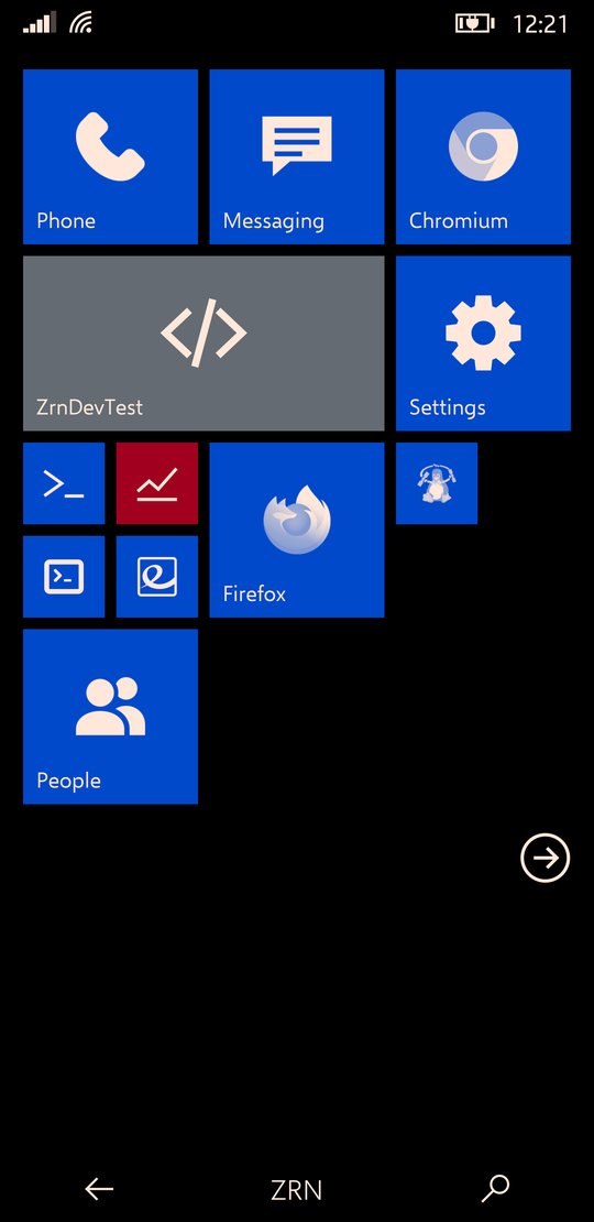 Start: live tiles in the Windows Phone layout